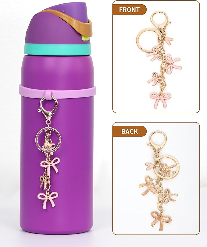 Bow Purse Charms Keychain - Pink Bow Alphabet Letter Key Chain, Bag Charms Wallet