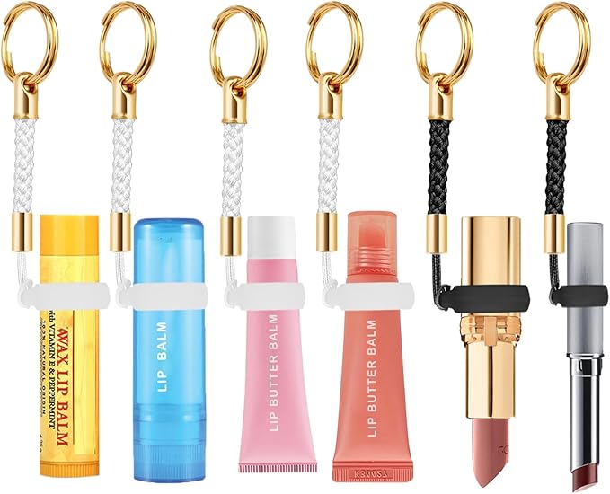 Lip Balm Holder Key Chains Cap For ChapStick,Lip Gloss Lipstick Holder KeyChain, Christmas Gifts Stocking Stuffers