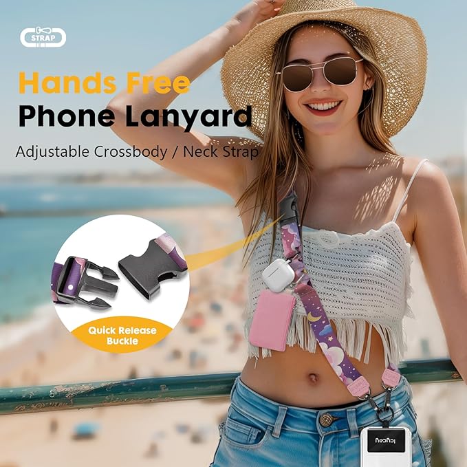 Phone Lanyard Crossbody, Clouds Cell Phone Strap for Around The Neck Adjustable, Anti Theft Cute Lanyard for iPhone Case ID Holder Keys Accessories Travel Essential
