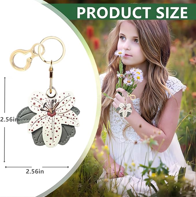Leather Keychain Holder Case Compatible with AirTag,Cute Protective Cover with Keyring,Anti-Scratch Finder GPS Tracker Case for Wallet Keys,Bag,Pets(Flower A)