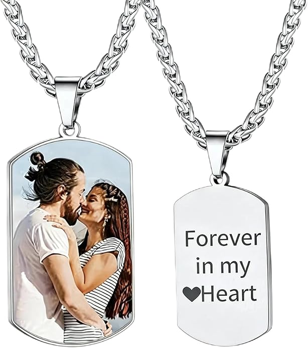 CLYLIFE Picture Necklace Personalized Photo,Custom Disc/Heart Pendant for Men Women Dad Mom Customized Necklace with Chain Photos Memorial Gifts for Mother's Day, Birthday, Anniversary