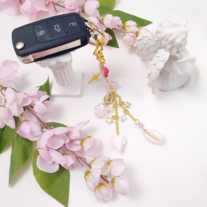 Y2K Aesthetic Keychains for Women Cute Flowers Star Cake Jellyfish Keychins Charms Kawaii Bag Purse Decor