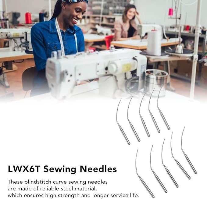 10Pcs Industrial Blindstitch Curve Sewing Needle, Sewing Machine Needles for Repair Replacement(LWx6T 10#）