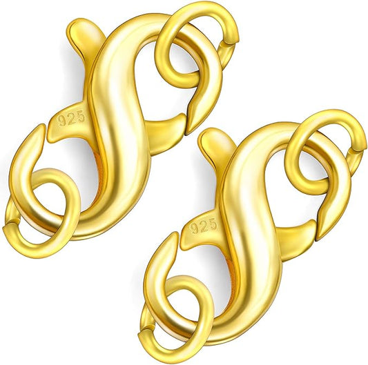 Dailyacc S925 Double Opening Lobster Clasp Sterling Silver and Gold Necklace Bracelet Extender Clasps and Closures for DIY Jewelry