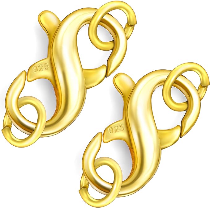Dailyacc S925 Double Opening Lobster Clasp Sterling Silver and Gold Necklace Bracelet Extender Clasps and Closures for DIY Jewelry