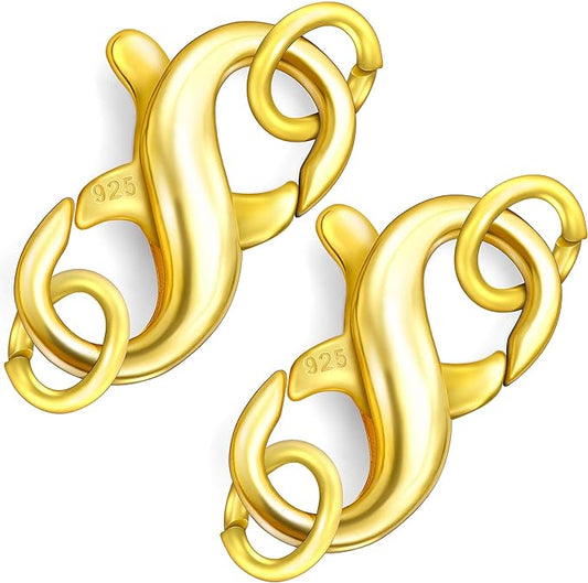 Dailyacc S925 Double Opening Lobster Clasp Sterling Silver and Gold Necklace Bracelet Extender Clasps and Closures for DIY Jewelry