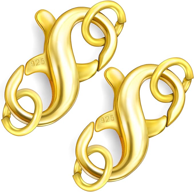 Dailyacc S925 Double Opening Lobster Clasp Sterling Silver and Gold Necklace Bracelet Extender Clasps and Closures for DIY Jewelry