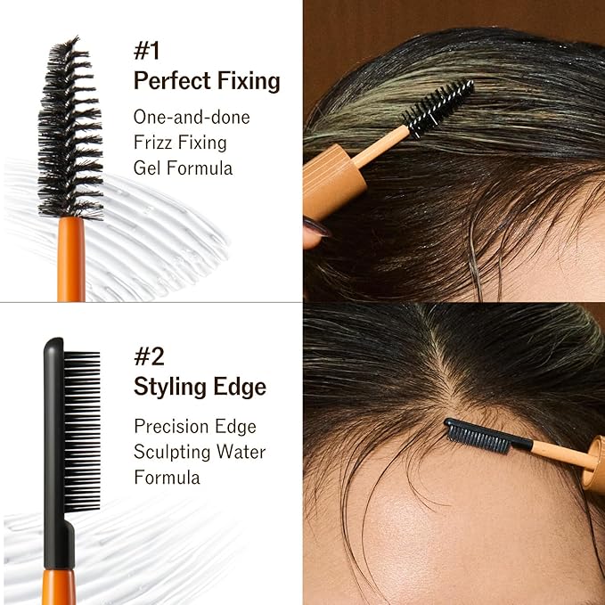 Hard Fix Hair Mascara – Strong Hold, Edge Control, Slick Back Stick with Dual-Brush Design for Precision Styling, Non-Greasy All-Day Fix, Easy-Wash Formula