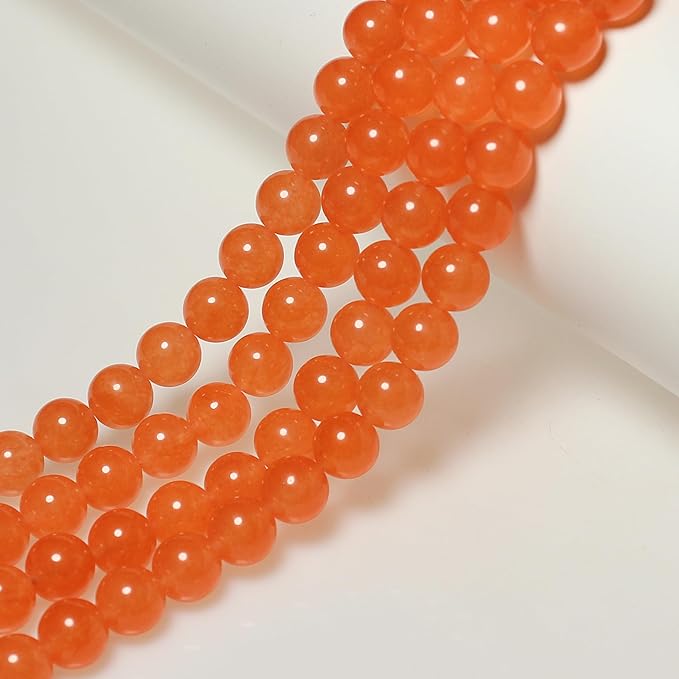 MJDCB Stone Beads 4mm 85pcs Round Orange Red Jade Loose Gemstone Bead Charms for Jewelry Making Bracelet Necklace Earring Pendant
