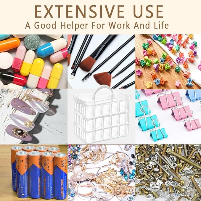 120pcs Bead Storagebead organizer boxes,3-Tier bead organizer boxes and craft storage boxes,Bead storage Stackable portable box,DIY Jewelry Craft Nails, Bracelets, Jewelry, (120pcs 2.09 x 1.57 x 0.8)