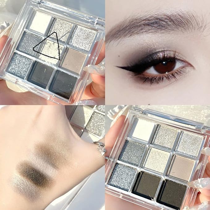 Kayswang 9 colors glitter eyeshadow palette makeup palette matte high pigment color cream texture natural eye shadow powder eye shadow palette in autumn and winter long lasting & waterproof (brown)