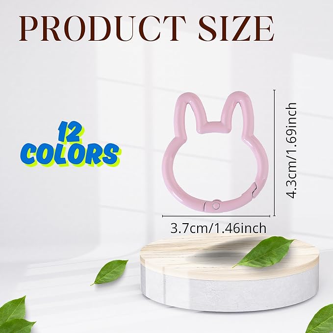 Rabbit Shaped Keychain Clips,Multicolor Carabiner Keychain Clips Aluminum Ring Clips for Keychains, Water Bottle, Bags Fishing Hiking Traveling