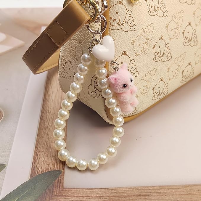 Cute Pink Keychain,Fuzzy Cat Keychain Aesthetic Y2K KeychainStylish KeychainsAccessories
