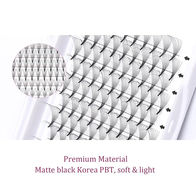 Volume Lash Extensions 8D 0.07 D Curl 13mm Premade Fans Pro Point Middle Stem Extension (8D-0.07-D, 13mm)