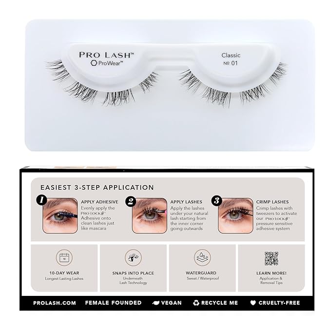 Pro Lash ProWear Professionally Styled Lash Clusters - Easiest to Apply Eyelash Cluster - 10 Day Eyelashes - Waterproof Lashes Clusters - Single Set - Classic No. 01 - Black