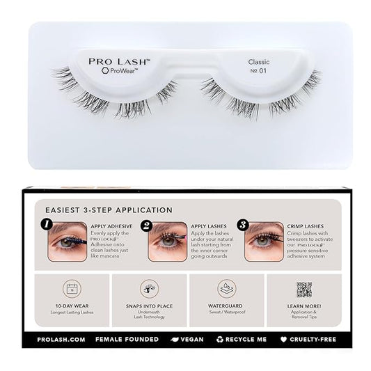 Pro Lash ProWear Professionally Styled Lash Clusters - Easiest to Apply Eyelash Cluster - 10 Day Eyelashes - Waterproof Lashes Clusters - Single Set - Classic No. 01 - Black
