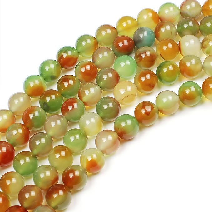 MJDCB Natural Peacock Agate Beads Red Green Agate Beads Round Stone Beads for DIY Necklace Bracelat Jewelry Making Strand 15" (12mm)