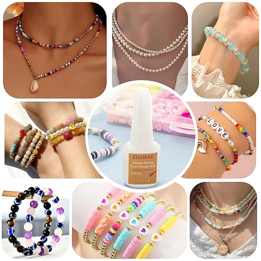 Jewelry Glue for Elastic String - Clear Craft Glue, Bracelet Glue Bracelet Supplies for Rhinestones Crafts, Clay Beads, Fabric, Jewelry Making Kit