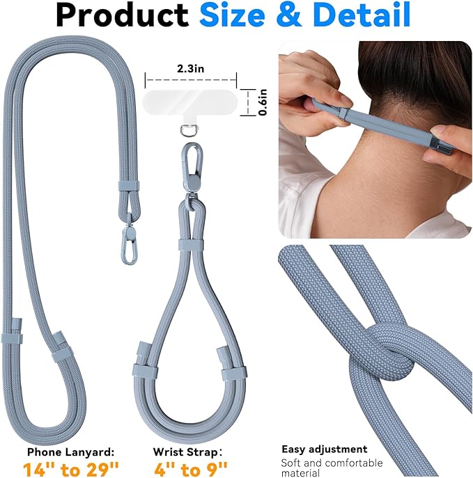 4 Pack Phone Lanyard & Wrist Strap, Cell Phone Lanyard for Around The Neck Adjustable Phone Strap for Most Smartphones