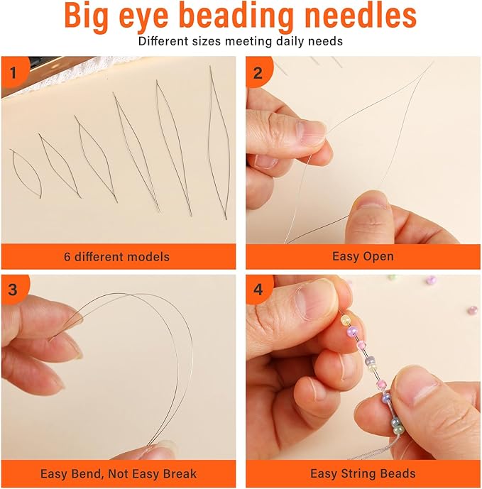 GarfxG 32 PCS Beading Needles Set - Collapsible Big Eye and Twisted Wire Seed Needles With Storage Box for Jewelry Making, Sequin Embroidery, Crafting DIY