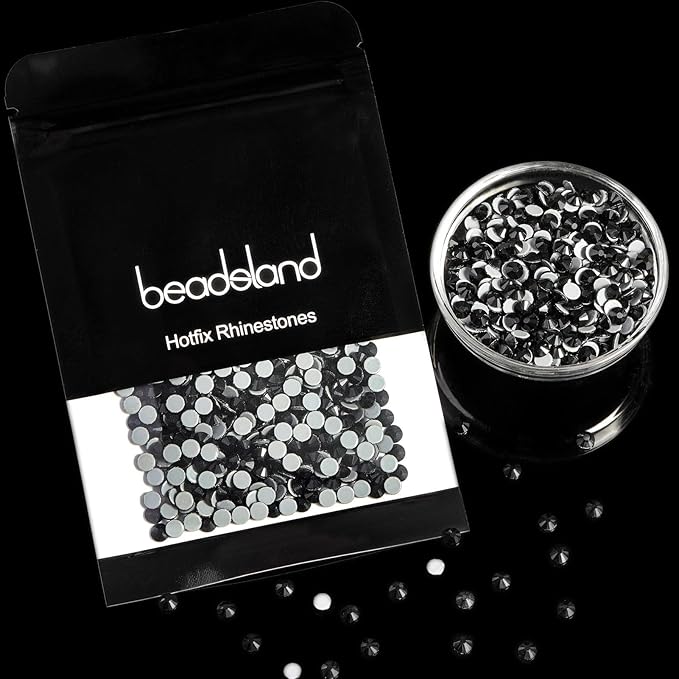 Beadsland Hotfix Rhinestones, 2880pcs Flatback Crystal Rhinestones for Crafts Clothes DIY Decoration, Black, SS10, 2.7-2.9mm