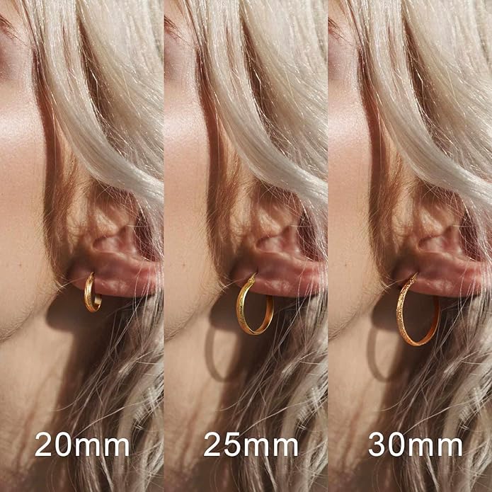 DZCYAN 14K Gold Hoop Earrings for Women Gold Hoop Earrings for Women Hoops Earring for Womens Grainy Hoops Earring for Womens 20/25/30mm