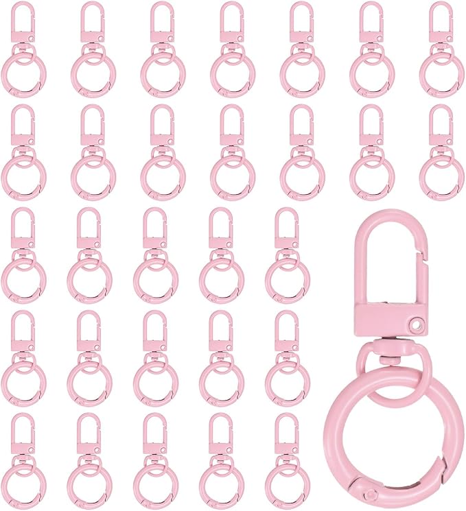 30-Pack Lobster Claw Clasp, Zinc Alloy Swivel Trigger Snaps Spring Clasps Hooks for Keychain Buckle/Lanyard/Straps/Purse, Spring Clasps Clips [Light Pink]