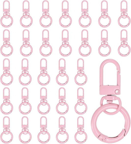 30-Pack Lobster Claw Clasp, Zinc Alloy Swivel Trigger Snaps Spring Clasps Hooks for Keychain Buckle/Lanyard/Straps/Purse, Spring Clasps Clips [Light Pink]