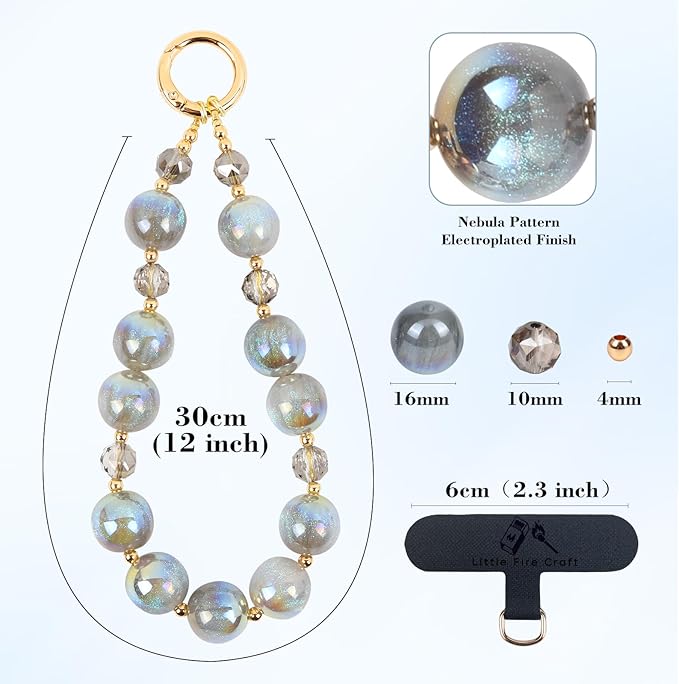 Phone Lanyard Wrist Chain for Cellphone Wrist Strap Phone Bracelet Strap Pearl Beaded Smartphone Wristlet (Taupe)