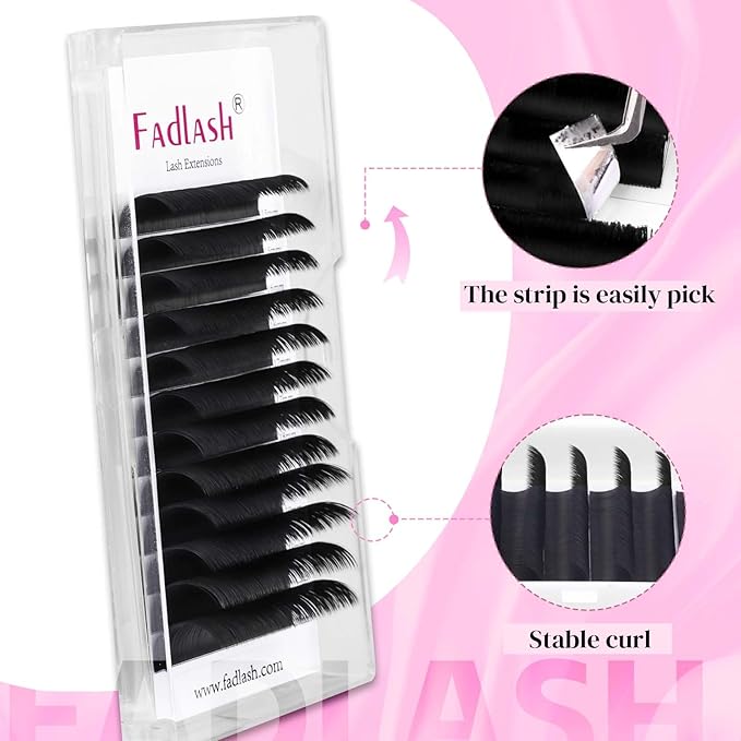 FADLASH Easy Fan Lash Extensions D Curl 0.07 Volume Eyelash Extensions 8-14mm Mixed Lash Trays 2D-10D Self Fanning Lash Extensions Soft Individual Lashes (0.07-D, 8-14mm Mix)