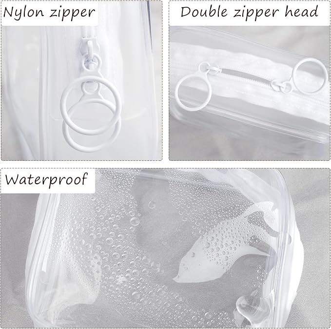 LYroo White Small Makeup Bag Clear Mini Makeup Zipper Pouch Makeup Bag Small Cosmetic Bag for Purse Essentials Items Women Coin Purse Aesthetic Stuff(2 Pack)