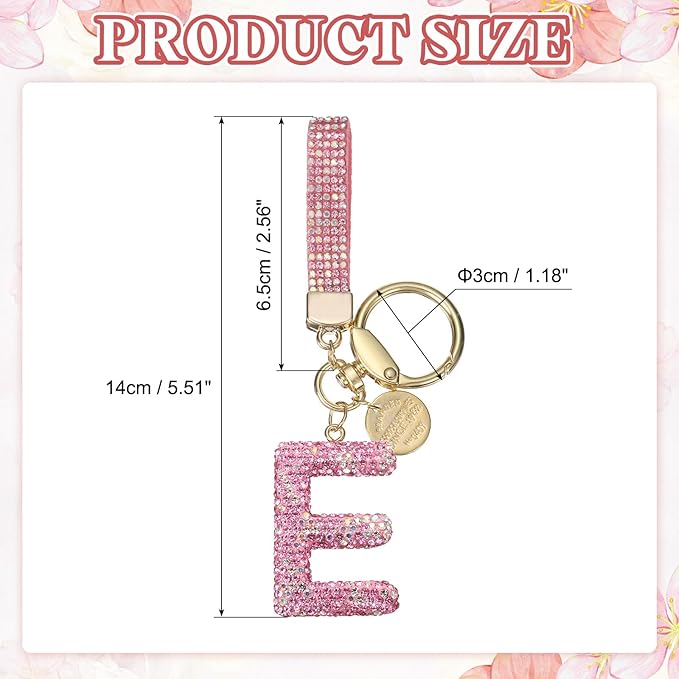 PATIKIL Initial Letter Keychain, Cute Sparkly Rhinestone Key Chain Alphabet Charm for Car Keys Handbags Purse