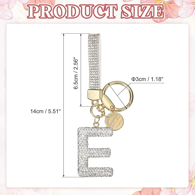 PATIKIL Initial Letter Keychain, Cute Sparkly Rhinestone Key Chain Alphabet Charm for Car Keys Handbags Purse