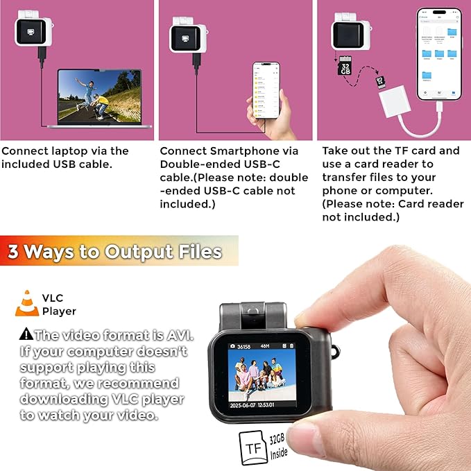 Small Digital Camera Keychain with Flash Light 1080p Tiny Camera Mini Retro Micro 1.4 in LCD Screen 32GB Card Charging Base Compact Portable Recorder for Travel Study Recording (Black)