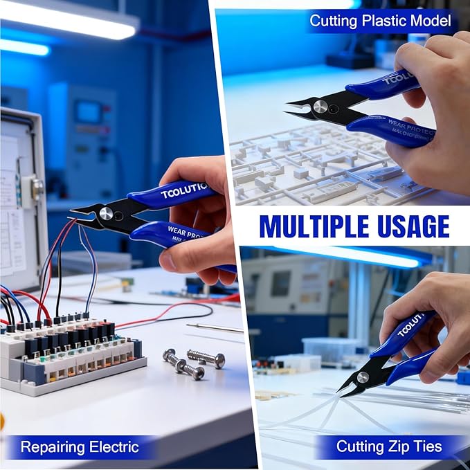 Small Wire Cutters Electrical - 2 Pack Micro Flush Cutter for Jewelry Making - Mini Snips Diagonal Cut Pliers for Zip Tie Crafts - Wire Nippers for Plastic Model Clippers