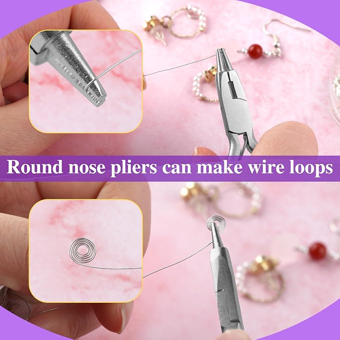 SPEEDWOX 3 Inch Mini Pliers - Round Nose, Cutter, Wire Bending, Looper, Ring Bending, Wire Looping Pliers for Jewelry Making