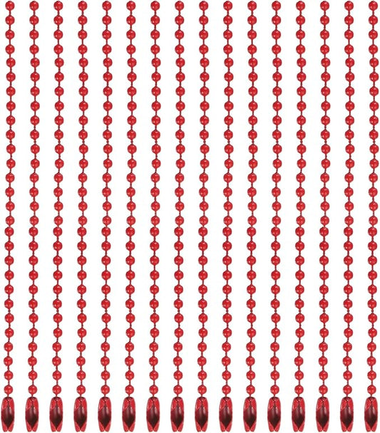 MECCANIXITY 20Pcs 5 Inch 12cm Ball Bead Chain, Metal Ball Chain with Connectors for Hanging Ornament Jewelry Necklace Dog Tag Keychain Christmas Decoration,Red