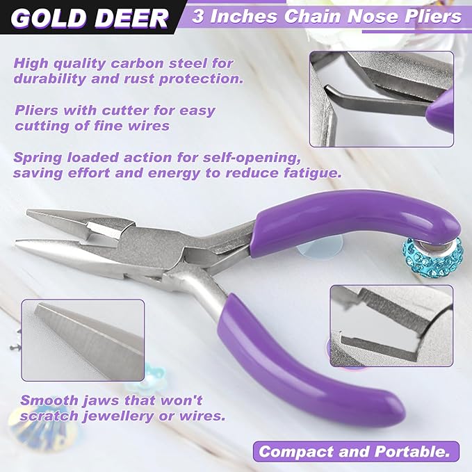 3 Inches Chain Nose Pliers With Cutter Mini Needle-Nose Pliers Miniature Pocket Plier Mini Jewelry Pliers For DIY Jewelry Wire Bending Straightening Ring Fixing Cutting Soft Wires