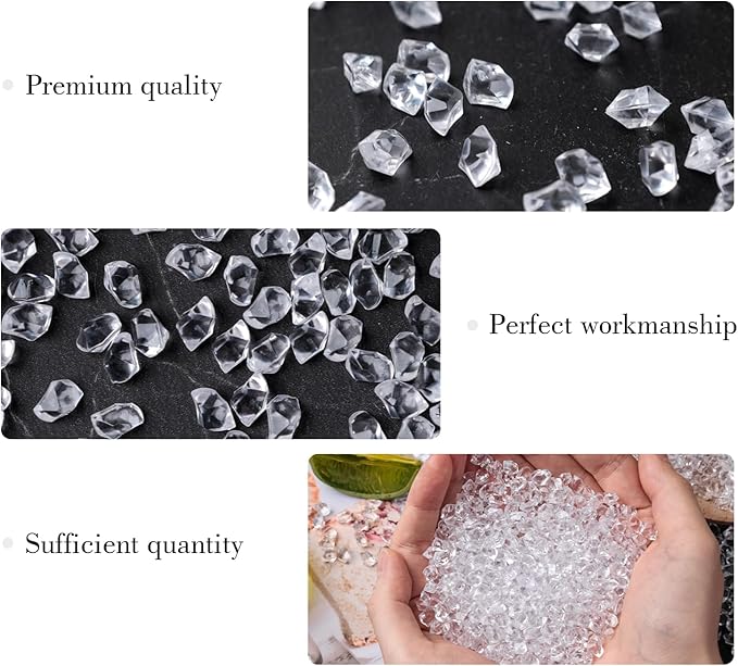 DomeStar 5,000PCS Clear Fake Ice Rocks, 1LB Fake Crushed Ice Acrylic Gems Diamonds Marbles for Vase Fillers DIY Craft Fish Tank Table Scatter Props Display Weeding Party Decoration