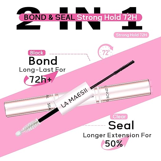 Lash Bond and Seal Waterproof Lash Remover Lash Cluster Glue for Eyelash Clusters DIY Lash Extension Kit at Home Pack 2