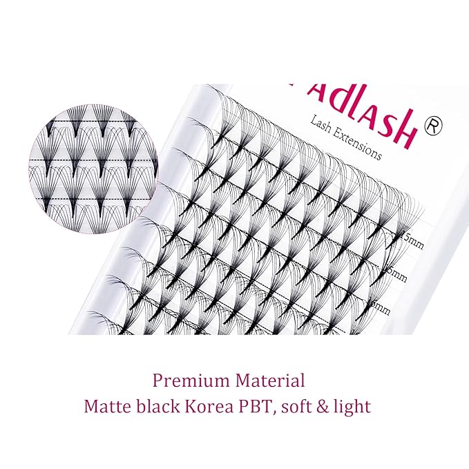 Lash Extension 10D Premade Volume Eyelash Extensions .05 .07 Thickness Premade Lash Fans Pointed Base Middle Stem Eyelash Extension Supplies(10D-0.07-D，Mix 15-20mm)