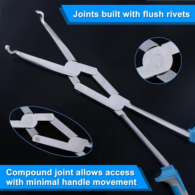 SPEEDWOX 3pcs 13-Inch Long Reach Double Joint Ring Nose Pliers - XL Pivot for Hose Grip 1/3" 3/4" Diameter Removal in Narrow Spaces