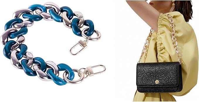 Acrylic Resin Chain Purse Strap 11.8IN Chunky Purse Transparent Chainn DIY Acrylic Bag Chain (Dark green)