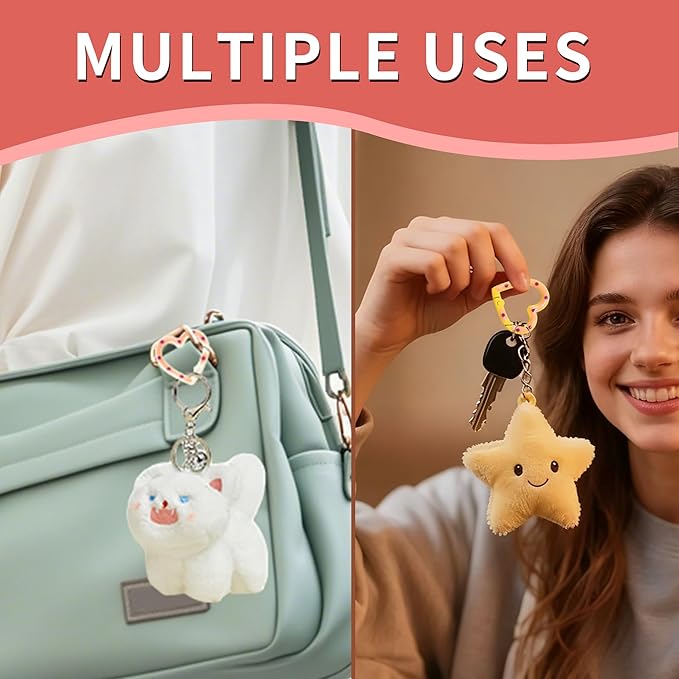 12Pcs Heart Clasps Keychain Clips, Cute Small Heart Spring Spring Snap Clasp Keys,DIY Bag Accessories, Zipper Pulls, Dog Tags, Phone Lanyards, Purse Straps, Keychain Making Findings