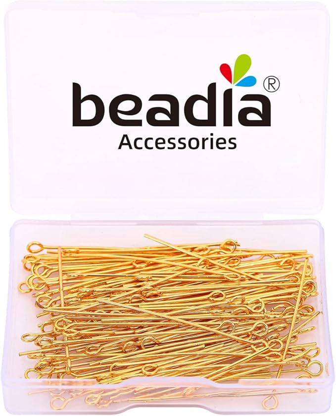 18K Gold Plated Open Eye Pins Non Tarnish 40mm 150pcs for Jewelry Making Findings