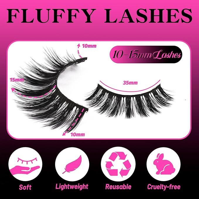 Veleasha Lashes 5D Faux Mink Lashes 100% Handmade Wispy Lashes Charming Luxurious Fake Eyelashes Lightweight Fluffy False Eyelashes 5 Pairs Pack (5D04)