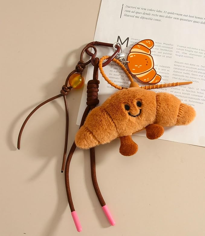 Kawaii Plush Keychain Purse Charms Cute Brown Bag Charms for Women Handbags