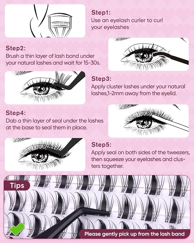 OKAYLOVE Brown Lash Clusters Kit, FAWN 10-18mm Wispy Lashes Clusters Kit Natural Eyelash Clusters Kit, 144pcs CC Curl Eyelashes Extension Kit Individual Lashes with Bond and Seal, Remover, Tweezers
