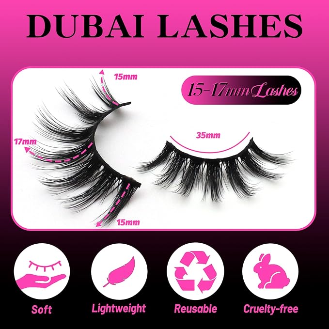 Veleasha Lashes 5D Faux Mink Lashes 100% Handmade Luxurious Fake Eyelashes Lightweight Fluffy False Eyelashes 5 Pairs Pack (Dubai)