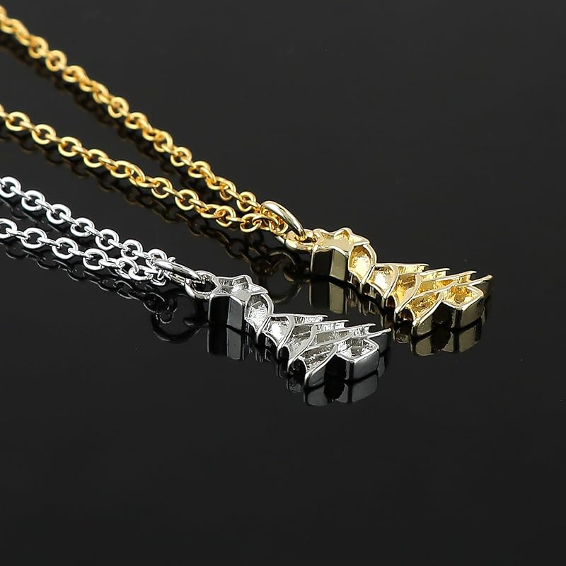 JOR Christmas Tree Charm Pendant Necklace, Women Jewelry, Dainty Gold & Silver Plated Combo Chain 18 inch (Pack of 2)